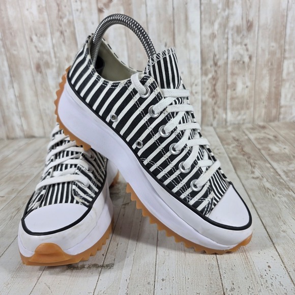 Converse Run Star Hike Low Top Black White Striped Platform Sneakers A03297C 7.5 - Picture 6 of 8